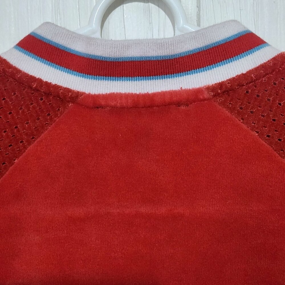 Juicy Couture Black Label Women's S Red Velour Graphic Bomber Varsity Jacket - Picture 9 of 16